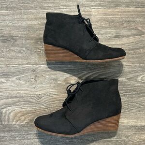 Dr Scholl's Boots Size 10 Dakota Wedge Bootie Faux Suede Black Memory Foam NWOT